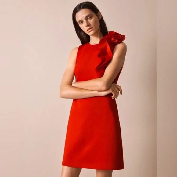Jason Wu Red One shoulder ruffle dress size large - Picture 1 of 8